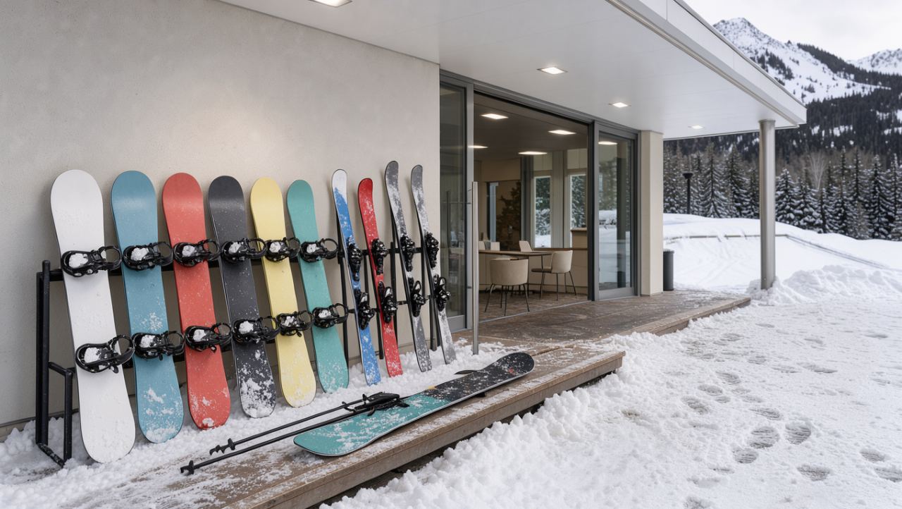 Gdy snowboardzista jedzie w Alpy z narciarzami
